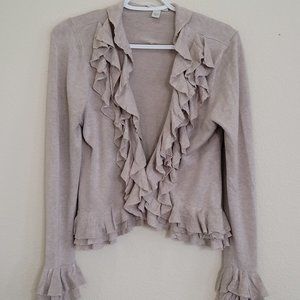Boston Proper Ruffled Front Cardigan